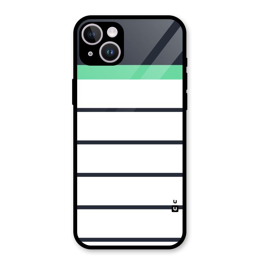 White and Simple Stripes Glass Back Case for iPhone 14 Plus