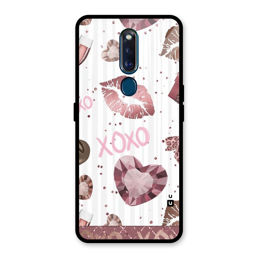 Wine Lip xoxo Glass Back Case for Oppo F11 Pro