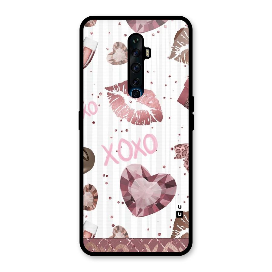 Wine Lip xoxo Glass Back Case for Oppo Reno2 F