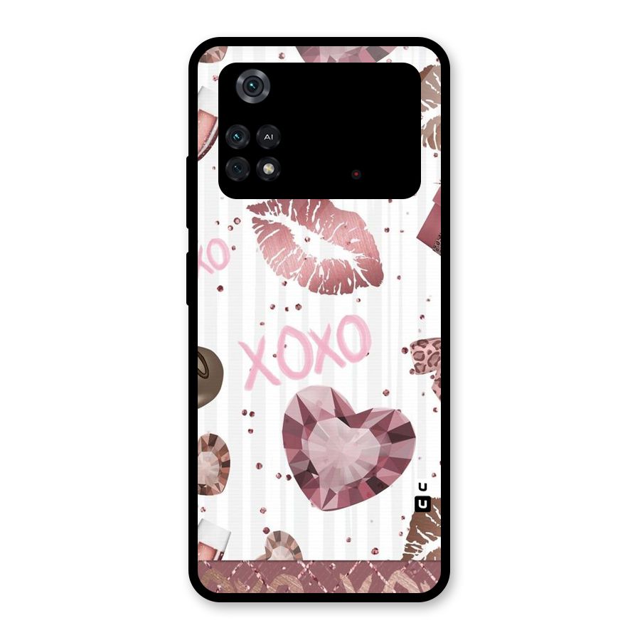 Wine Lip xoxo Glass Back Case for Poco M4 Pro 4G