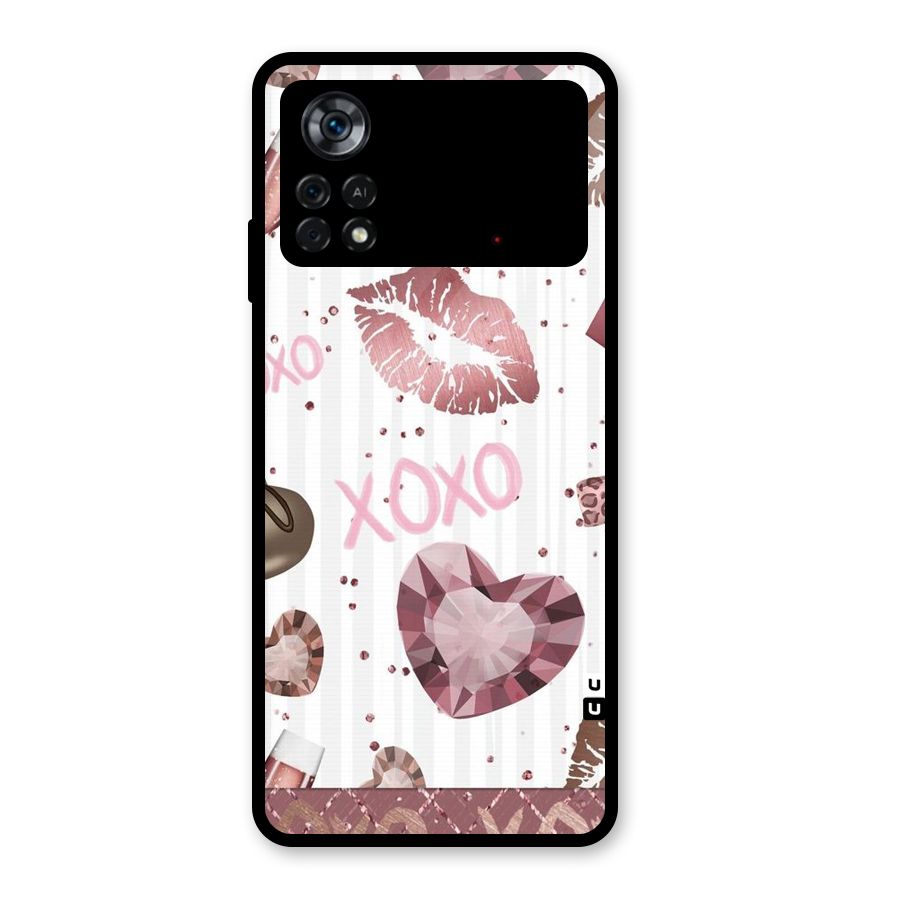 Wine Lip xoxo Glass Back Case for Poco X4 Pro 5G