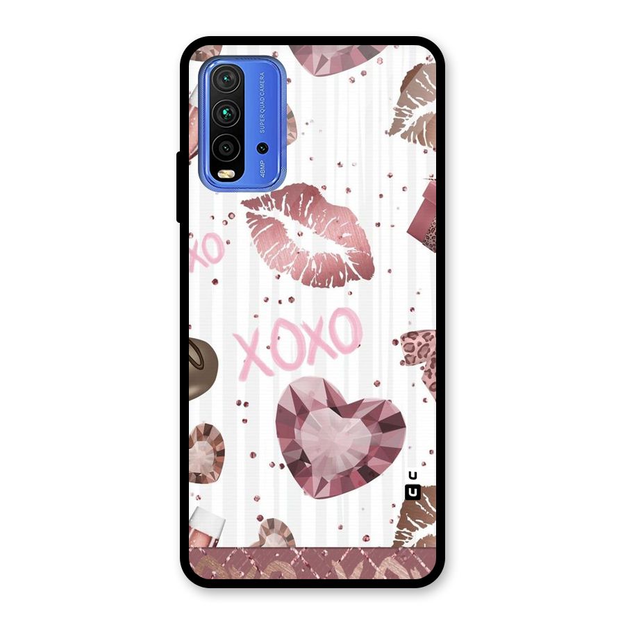 Wine Lip xoxo Glass Back Case for Redmi 9 Power