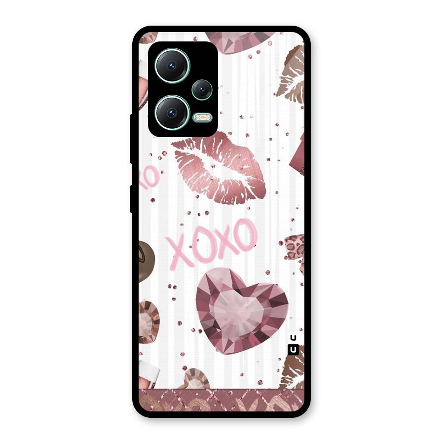Wine Lip xoxo Glass Back Case for Redmi Note 12 5G