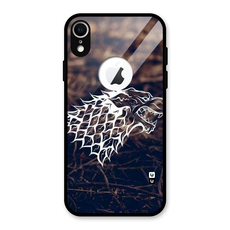 Wolf In White Glass Back Case for iPhone XR Logo Cut