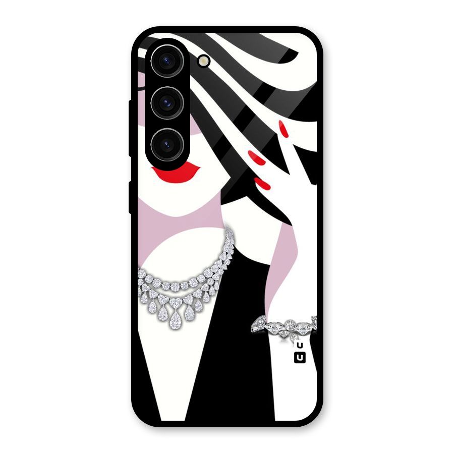 Women Beauty Glass Back Case for Galaxy S23