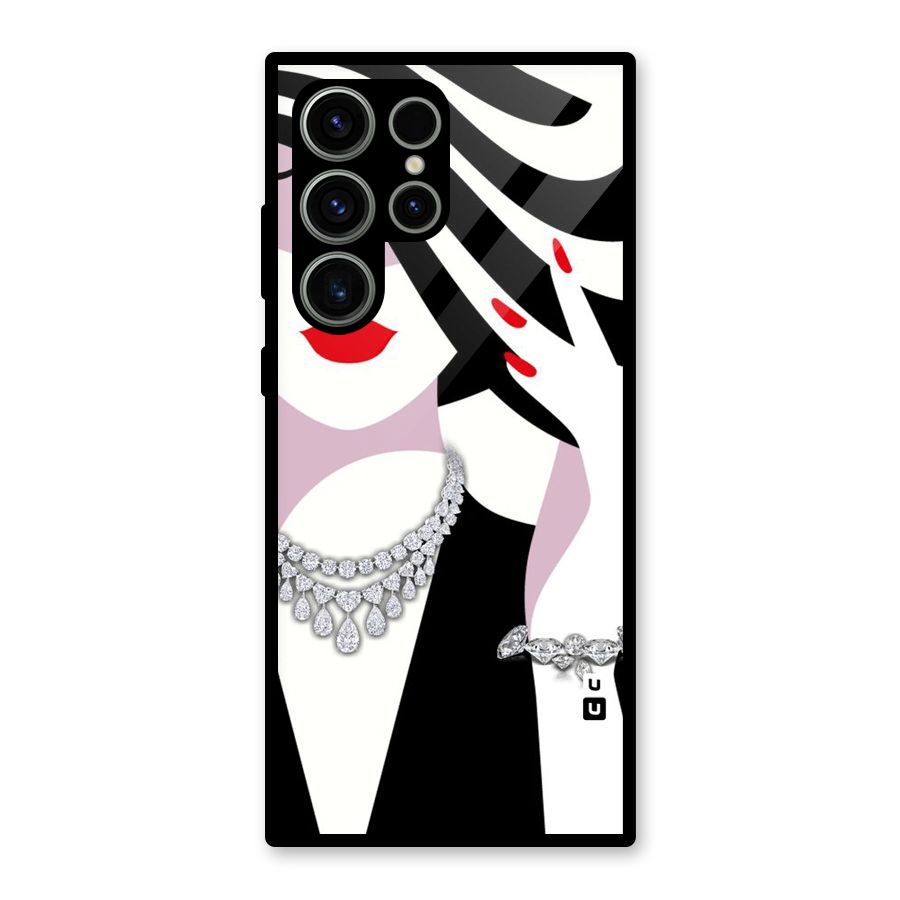 Women Beauty Glass Back Case for Galaxy S23 Ultra