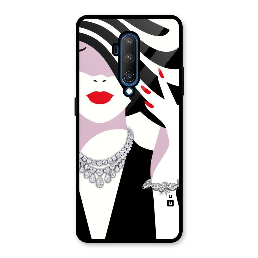 Women Beauty Glass Back Case for OnePlus 7T Pro