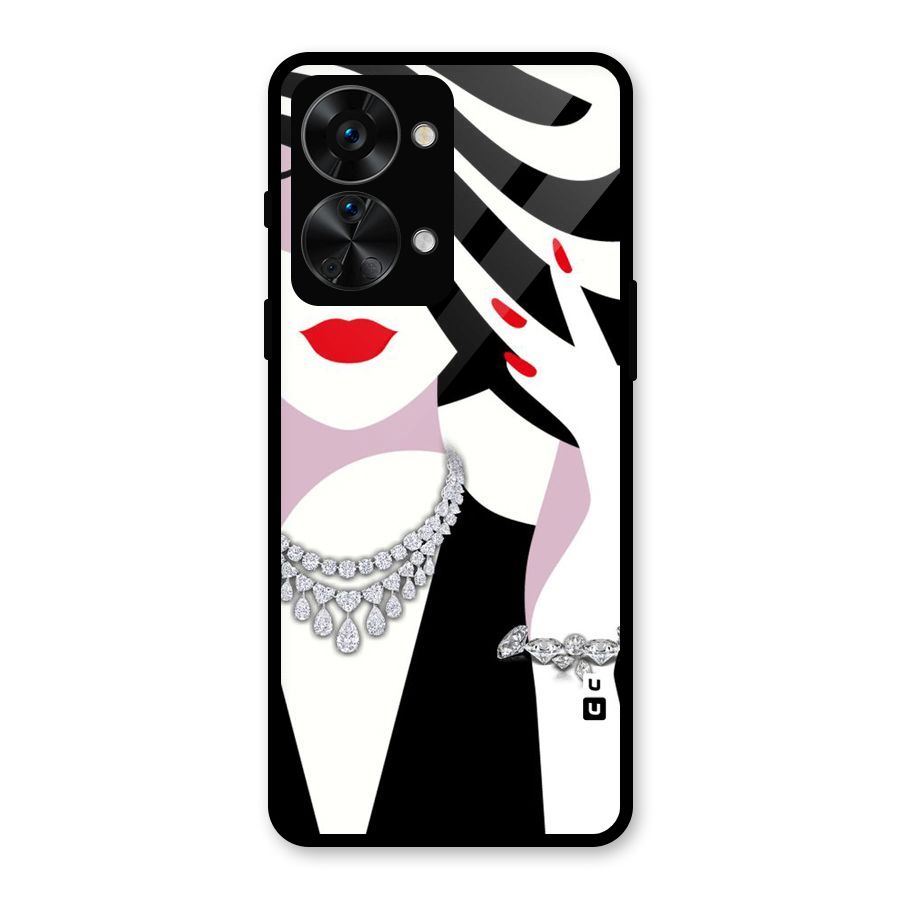 Women Beauty Glass Back Case for OnePlus Nord 2T