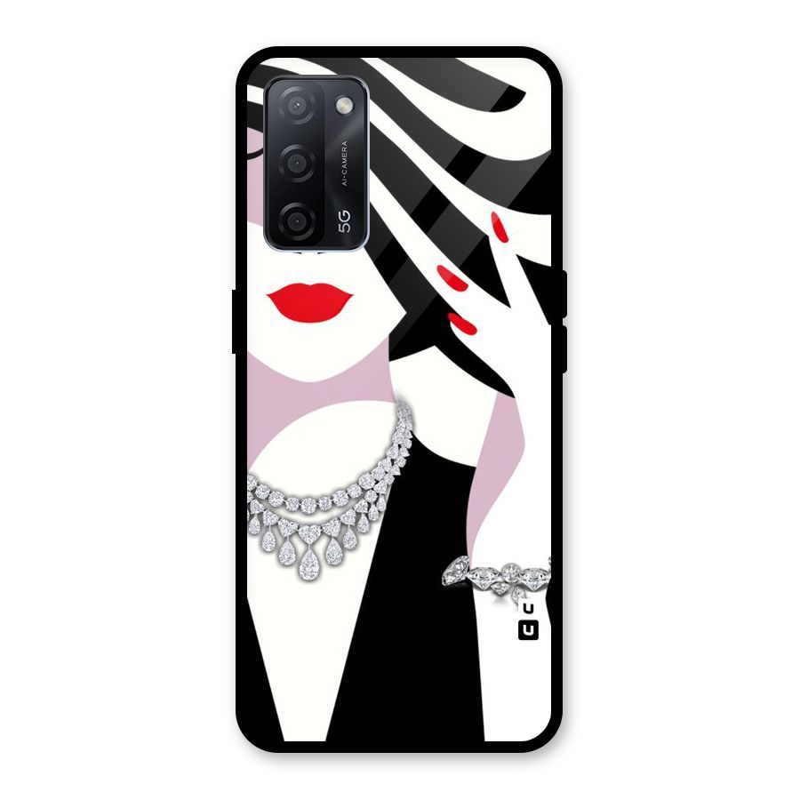 Women Beauty Glass Back Case for Oppo A53s 5G