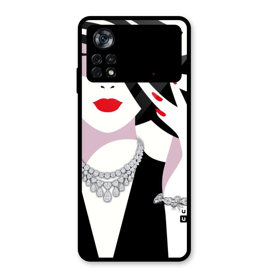 Women Beauty Glass Back Case for Poco X4 Pro 5G