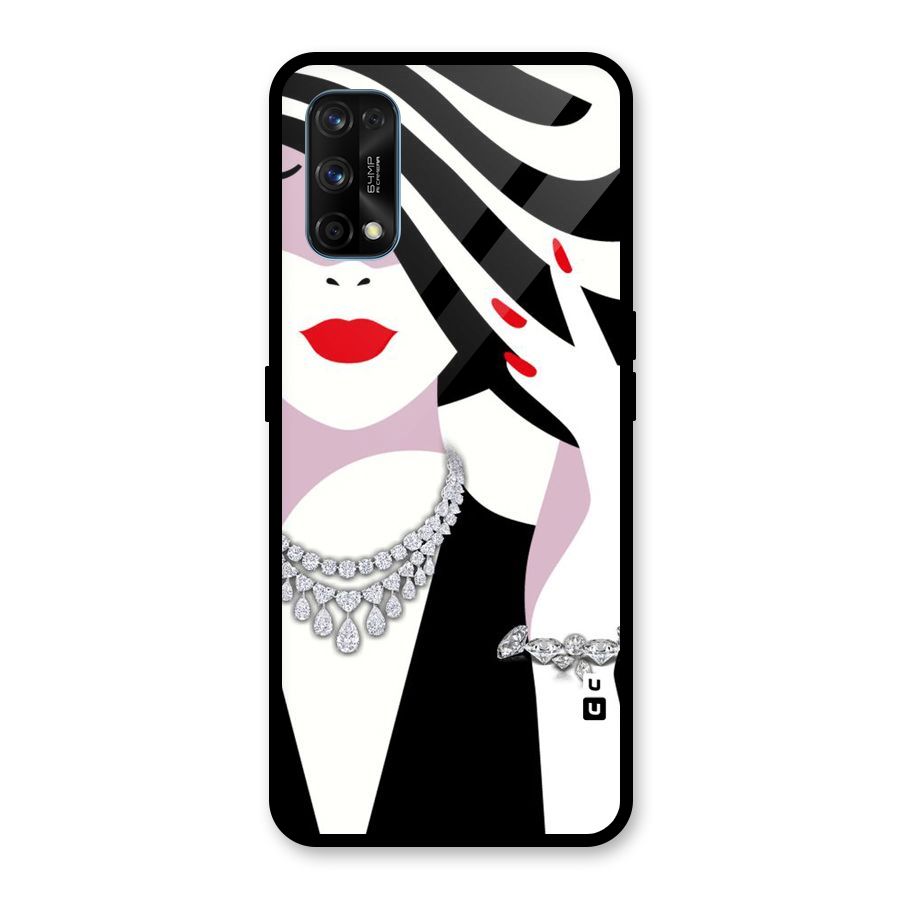 Women Beauty Glass Back Case for Realme 7 Pro