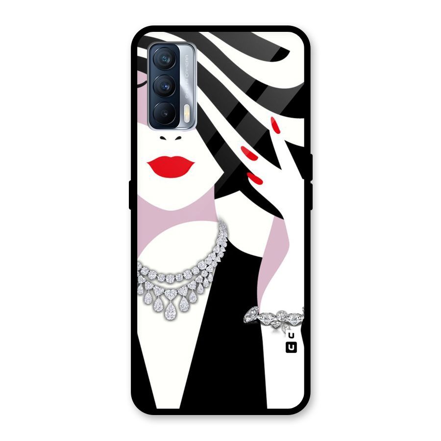 Women Beauty Glass Back Case for Realme X7