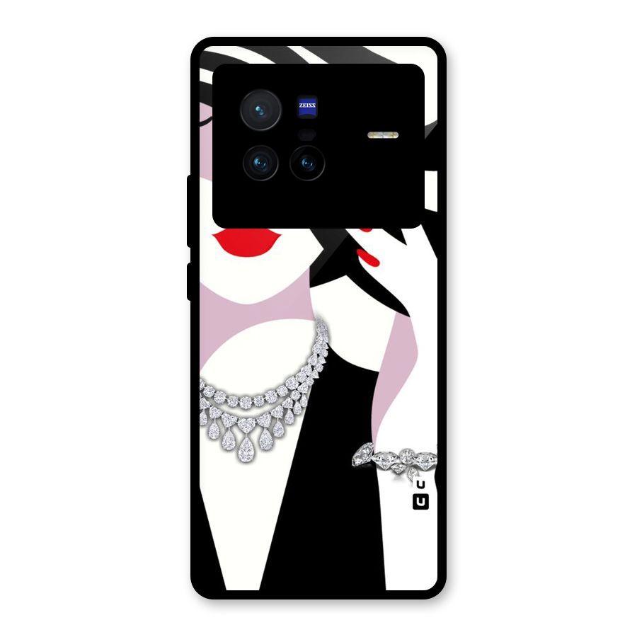Women Beauty Glass Back Case for Vivo X80