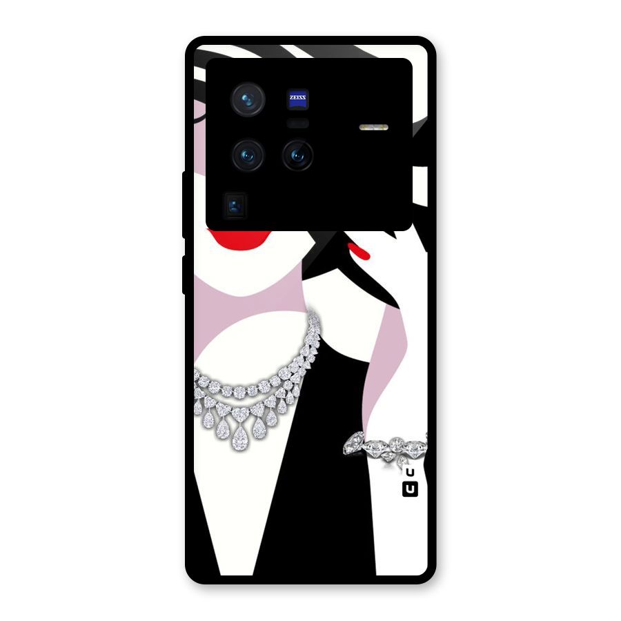 Women Beauty Glass Back Case for Vivo X80 Pro