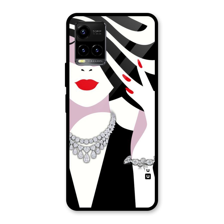 Women Beauty Glass Back Case for Vivo Y21T