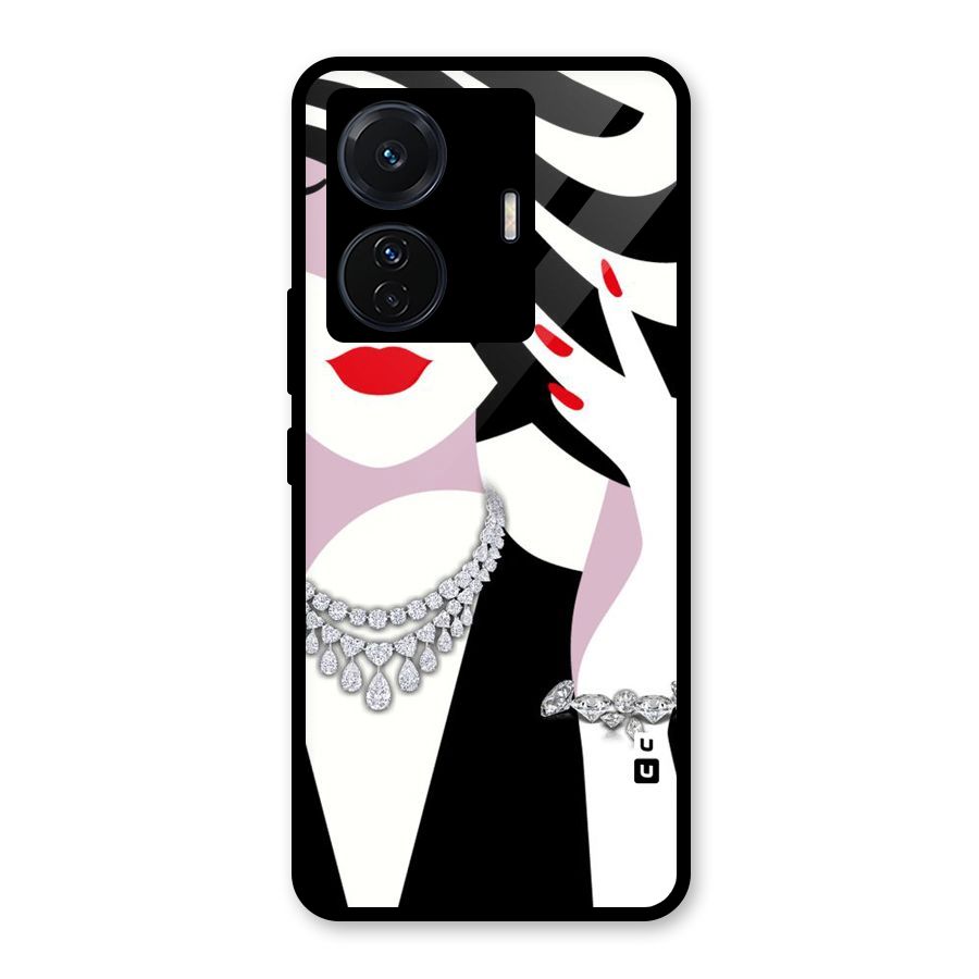 Women Beauty Glass Back Case for Vivo iQOO Z6 Pro