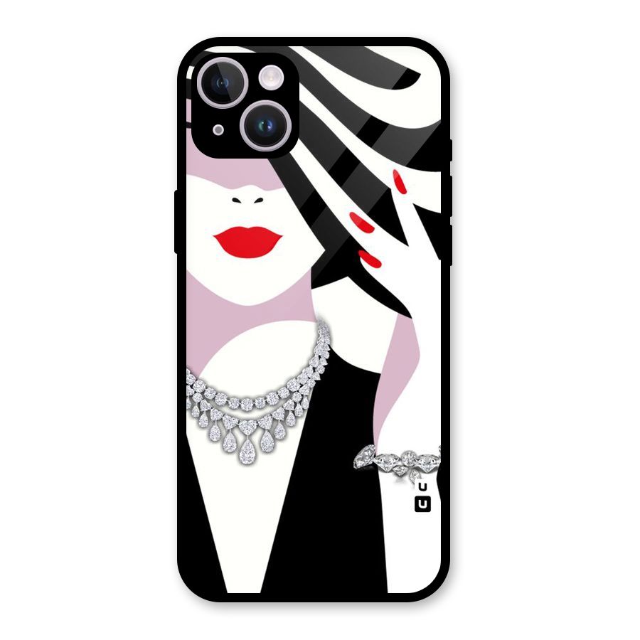 Women Beauty Glass Back Case for iPhone 14 Plus