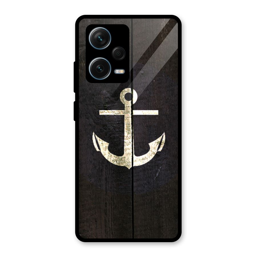 Wood Anchor Glass Back Case for Redmi Note 12 Pro Plus 5G