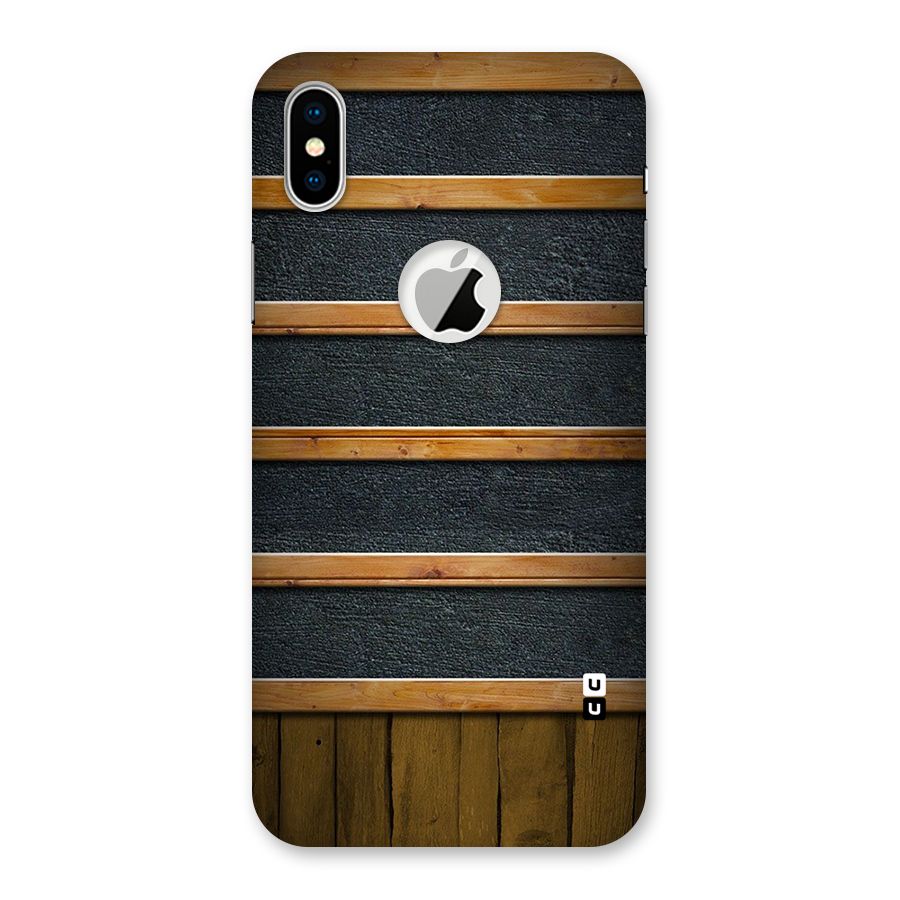 Wood Design Back Case for iPhone X Logo Cut