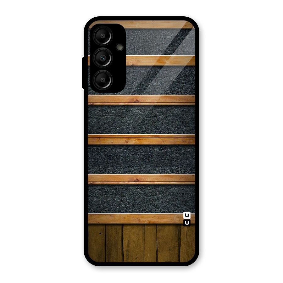 Wood Design Glass Back Case for Galaxy A14 5G