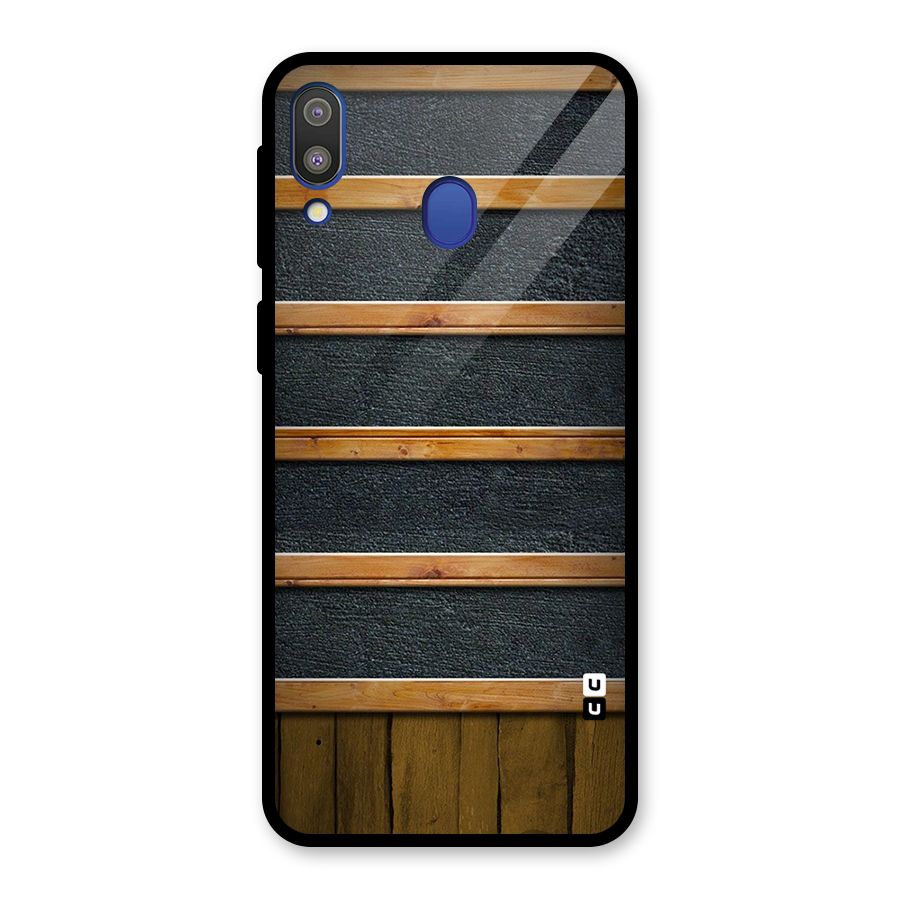 Wood Design Glass Back Case for Galaxy M20