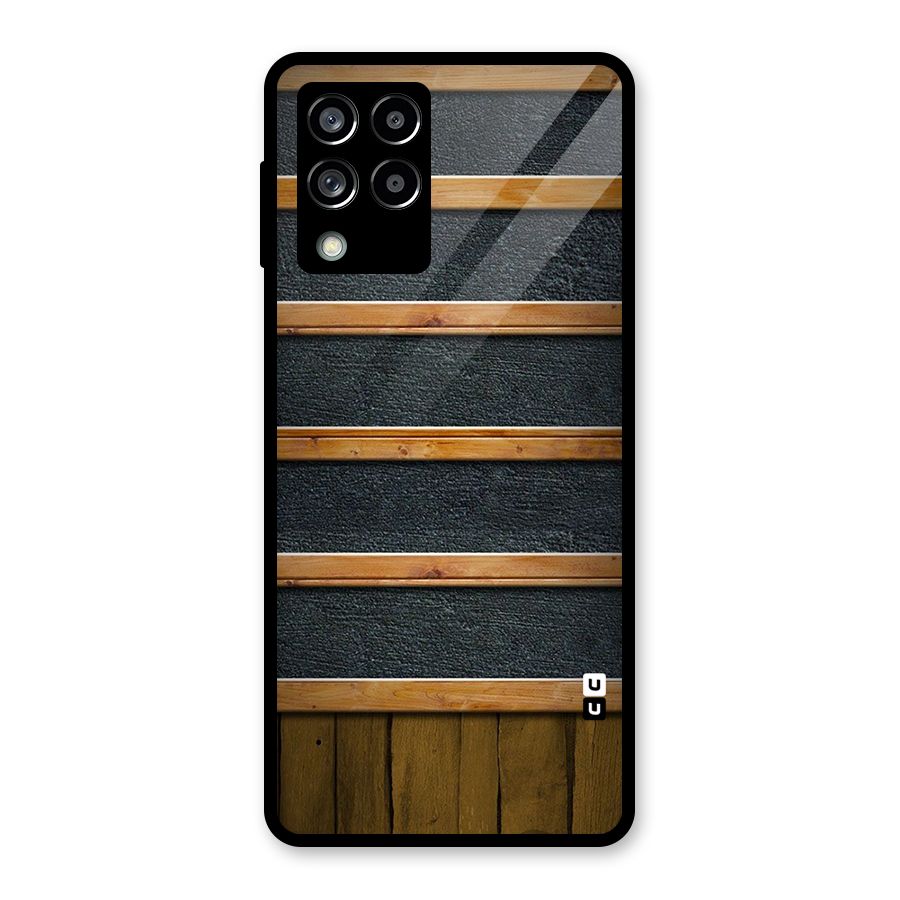 Wood Design Glass Back Case for Galaxy M53 5G