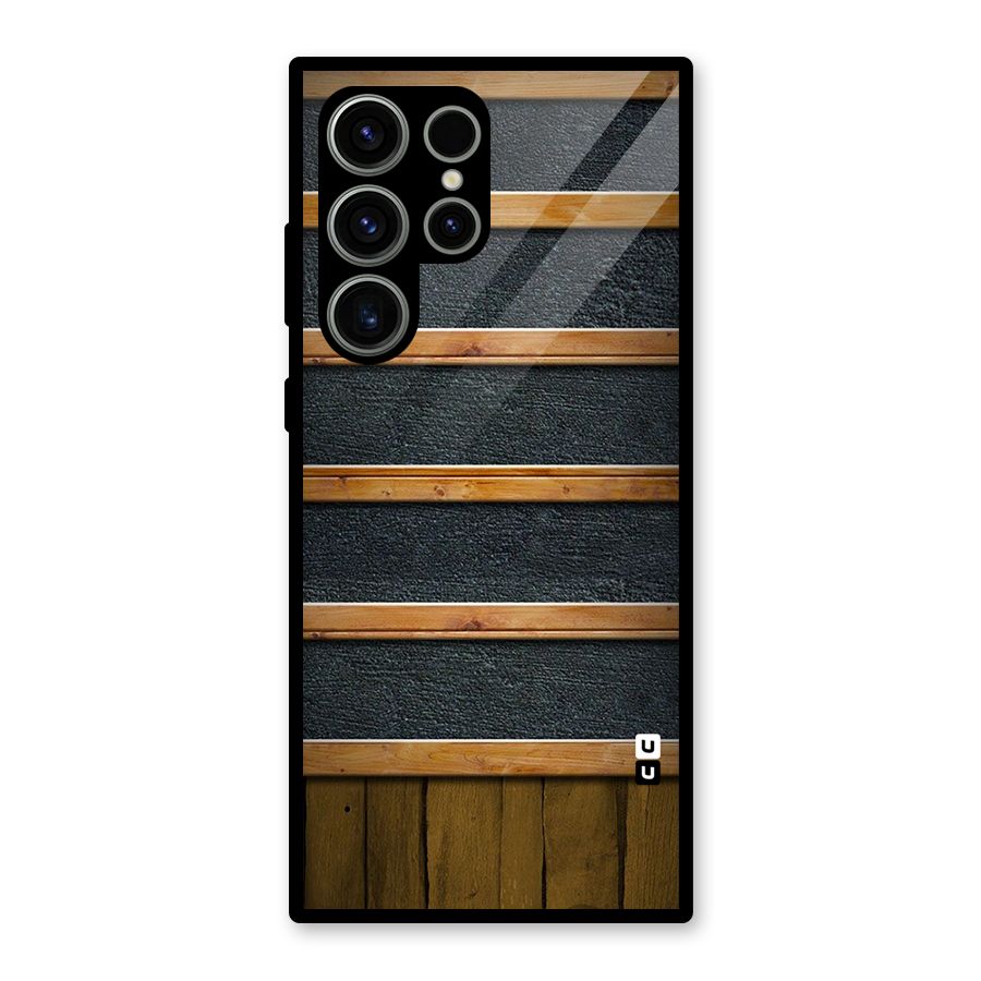 Wood Design Glass Back Case for Galaxy S23 Ultra