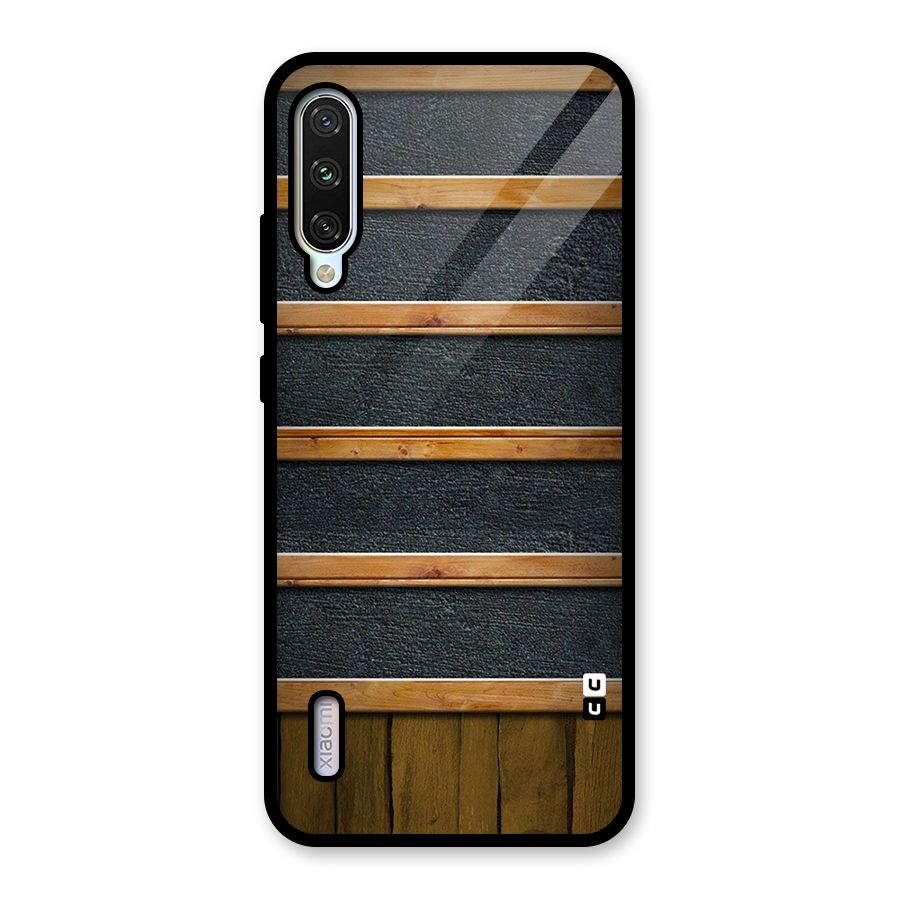 Wood Design Glass Back Case for Mi A3