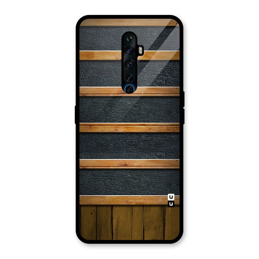 Wood Design Glass Back Case for Oppo Reno2 F