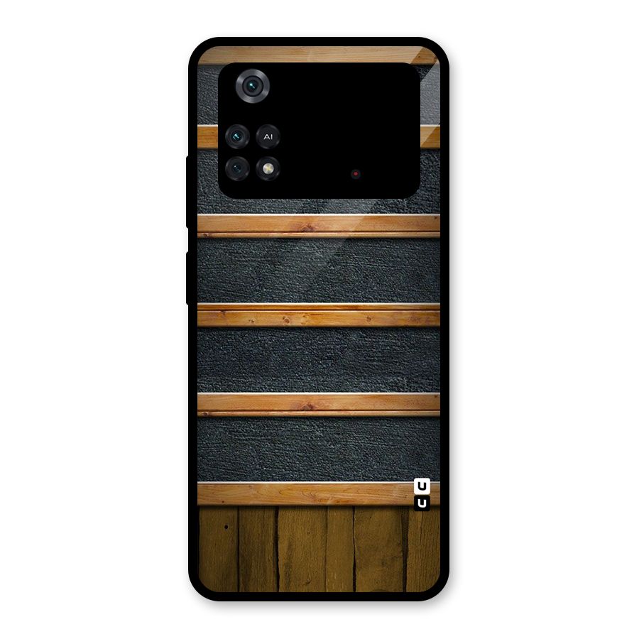 Wood Design Glass Back Case for Poco M4 Pro 4G