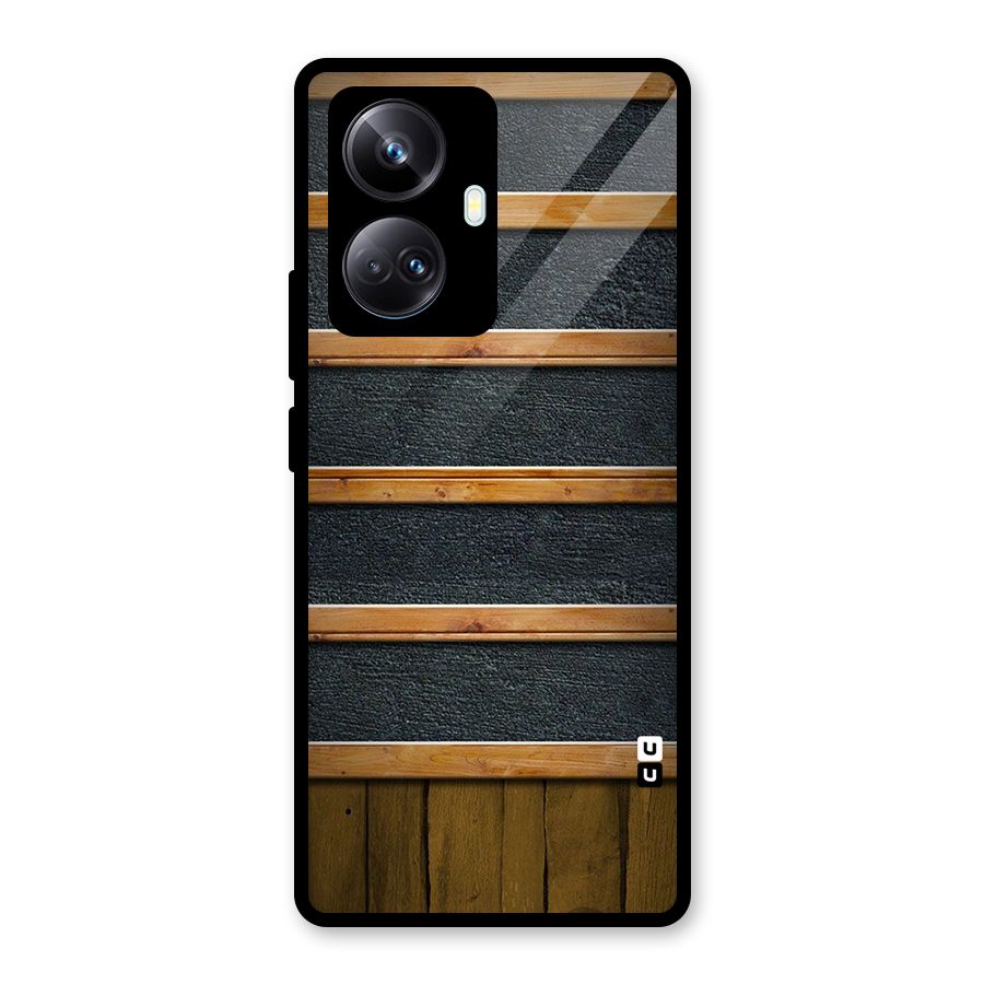 Wood Design Glass Back Case for Realme 10 Pro Plus