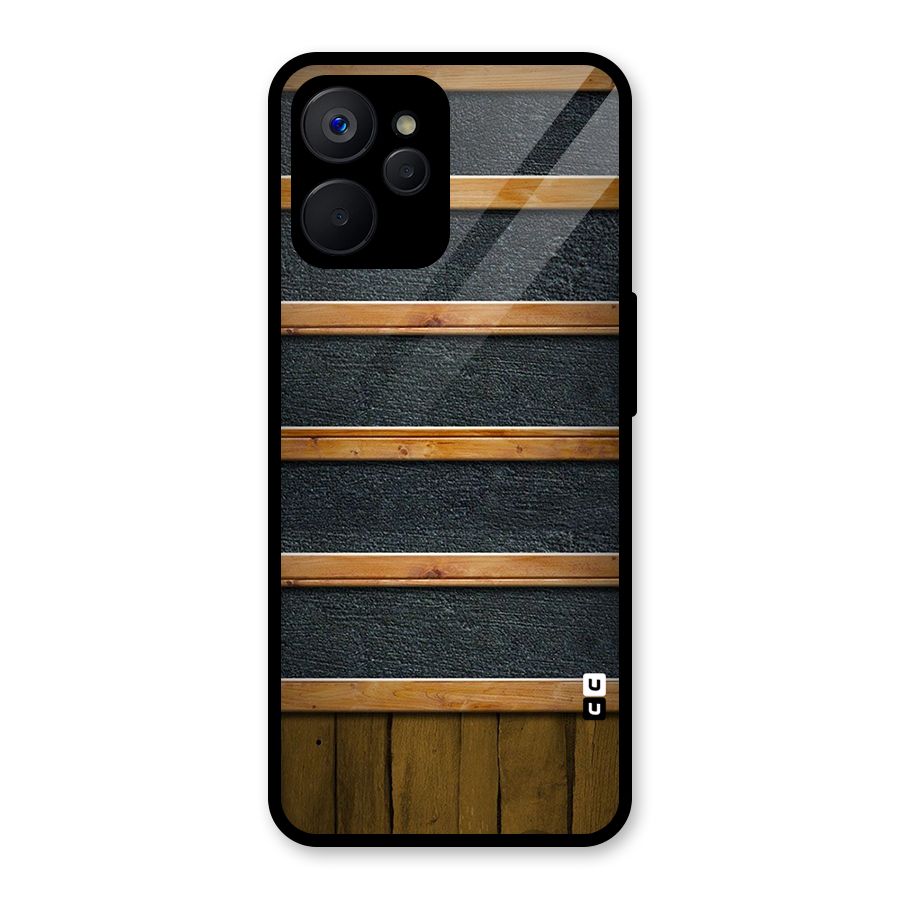 Wood Design Glass Back Case for Realme 9i 5G