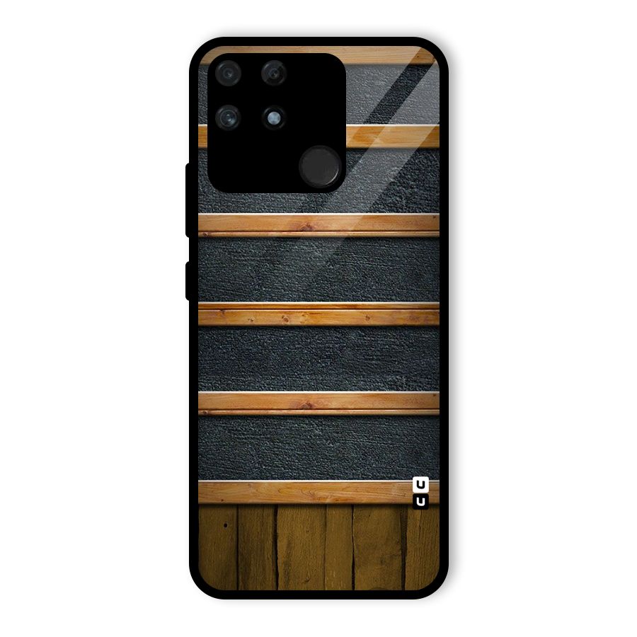 Wood Design Glass Back Case for Realme Narzo 50A