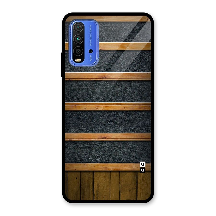 Wood Design Glass Back Case for Redmi 9 Power