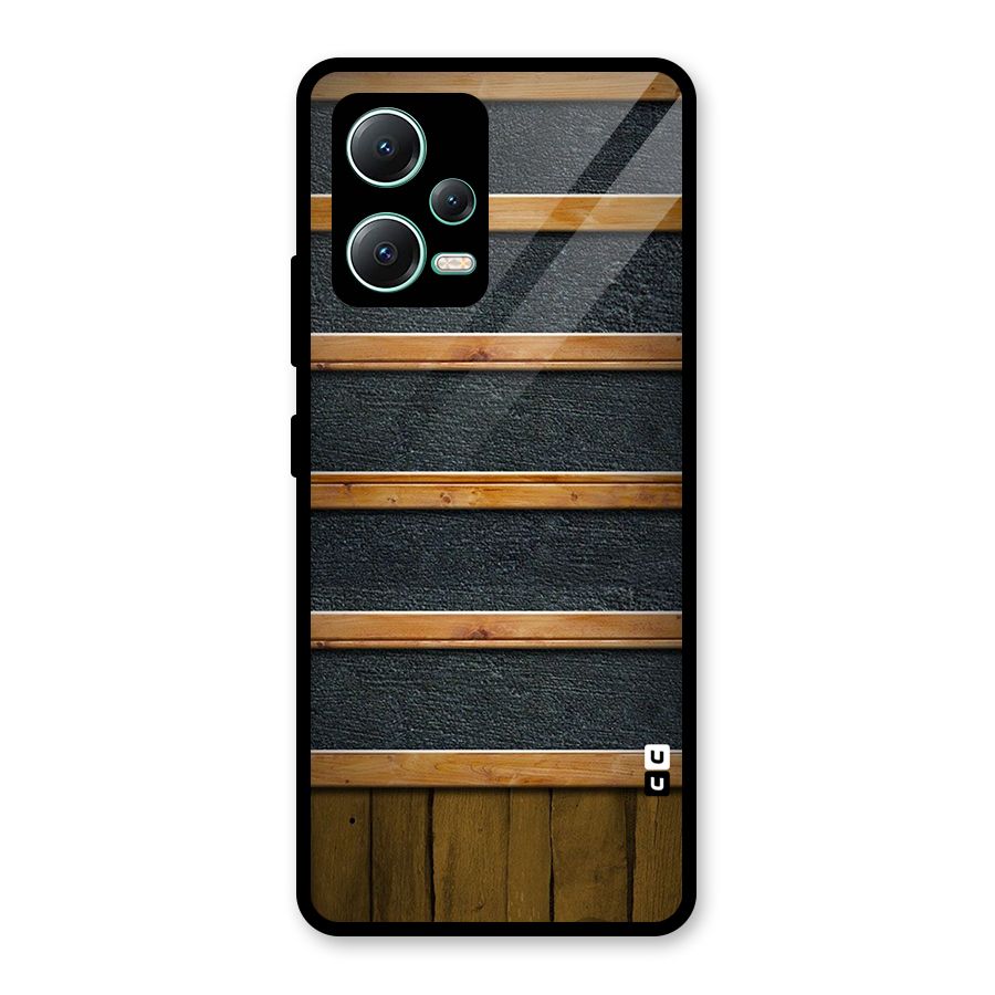Wood Design Glass Back Case for Redmi Note 12 5G