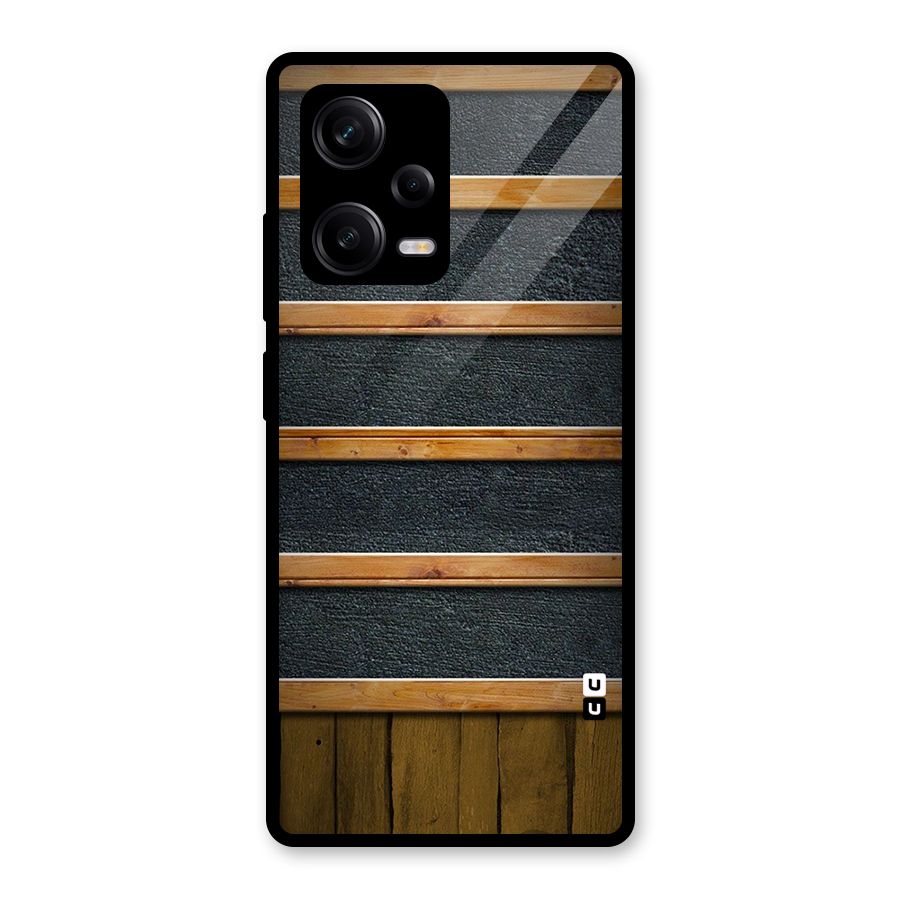 Wood Design Glass Back Case for Redmi Note 12 Pro
