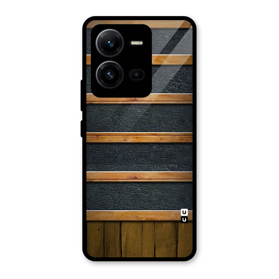 Wood Design Glass Back Case for Vivo V25
