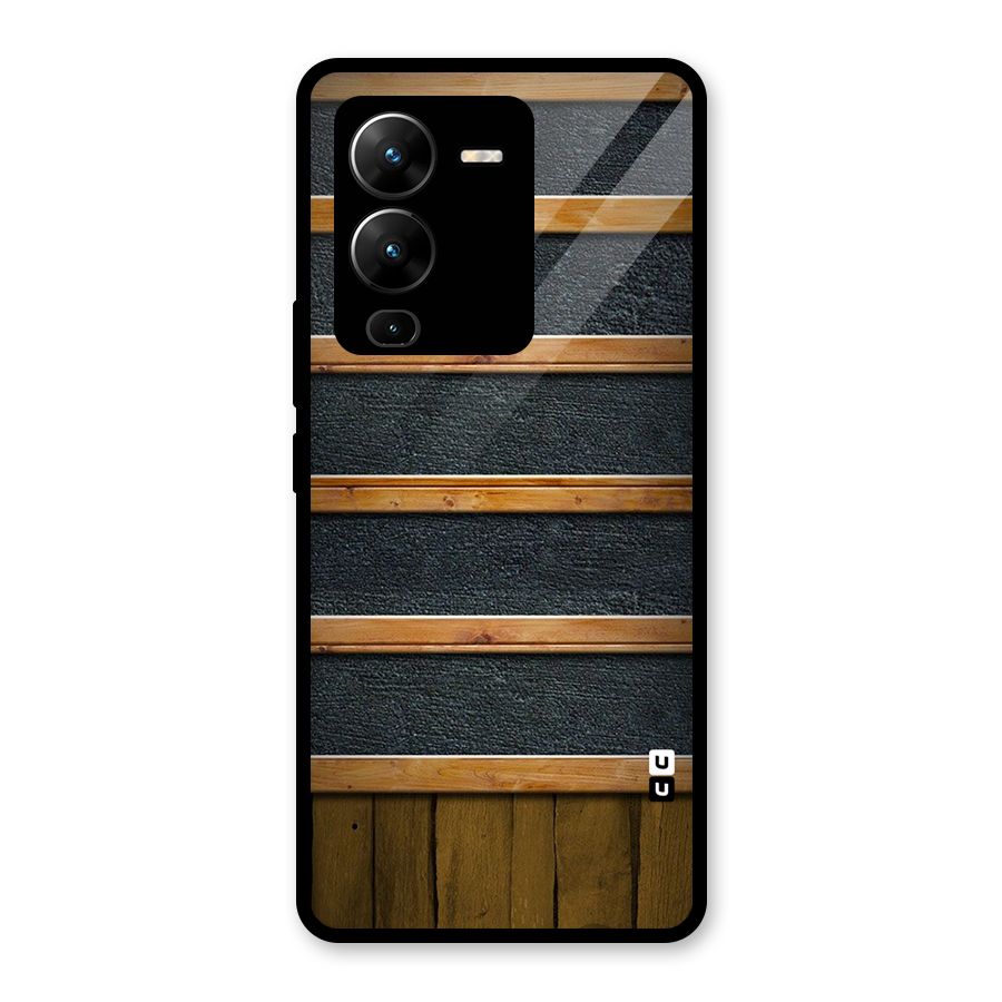 Wood Design Glass Back Case for Vivo V25 Pro