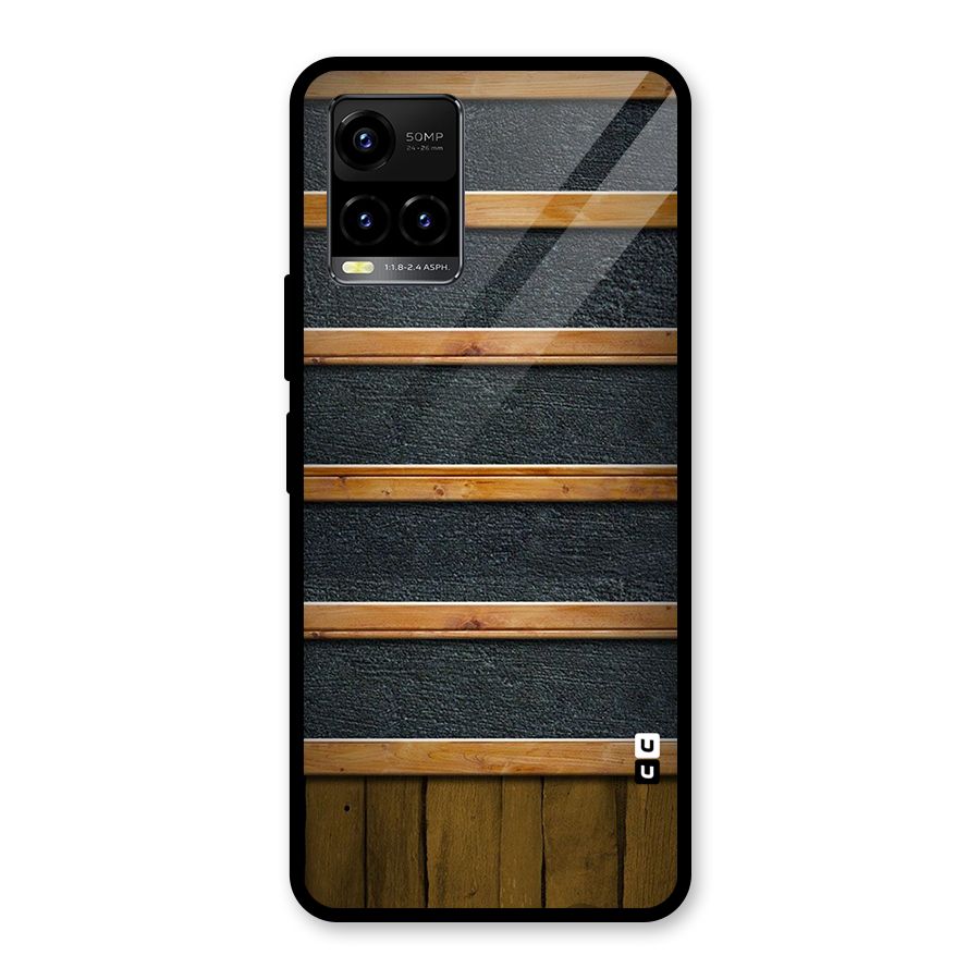 Wood Design Glass Back Case for Vivo Y21A