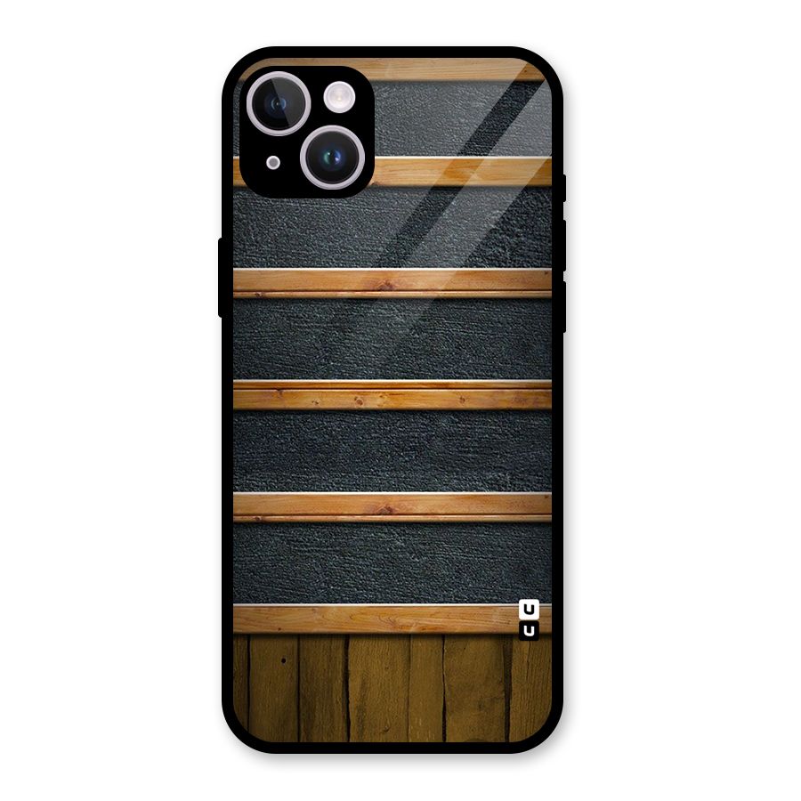 Wood Design Glass Back Case for iPhone 14 Plus