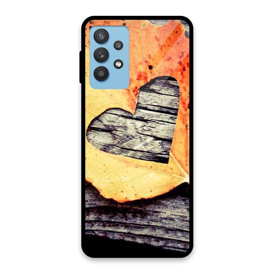 Wood Heart Leaf Glass Back Case for Galaxy M32 5G