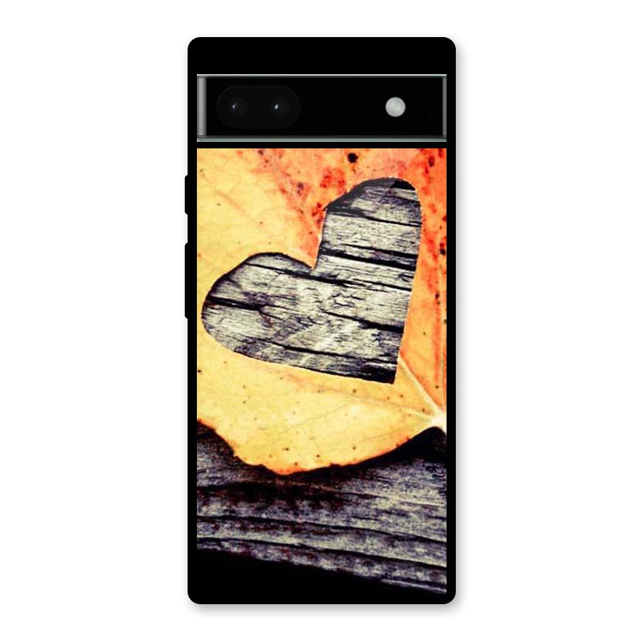 Wood Heart Leaf Glass Back Case for Google Pixel 6a