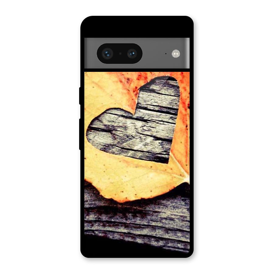 Wood Heart Leaf Glass Back Case for Google Pixel 7