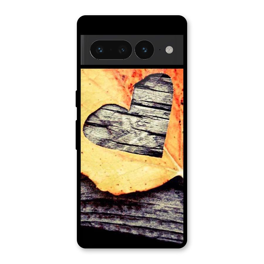 Wood Heart Leaf Glass Back Case for Google Pixel 7 Pro