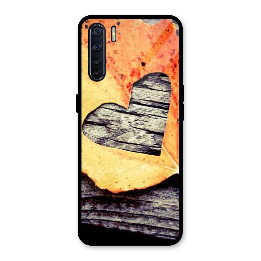 Wood Heart Leaf Glass Back Case for Oppo F15