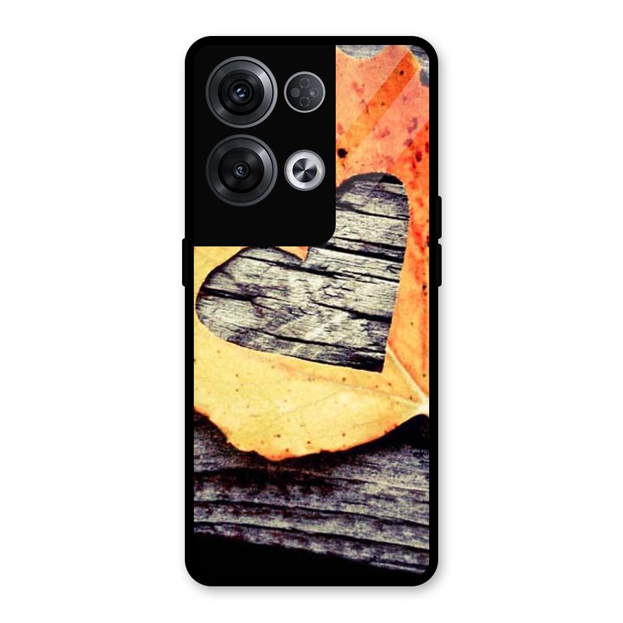 Wood Heart Leaf Glass Back Case for Oppo Reno8 Pro 5G