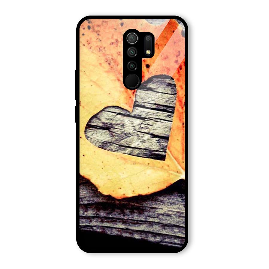 Wood Heart Leaf Glass Back Case for Poco M2