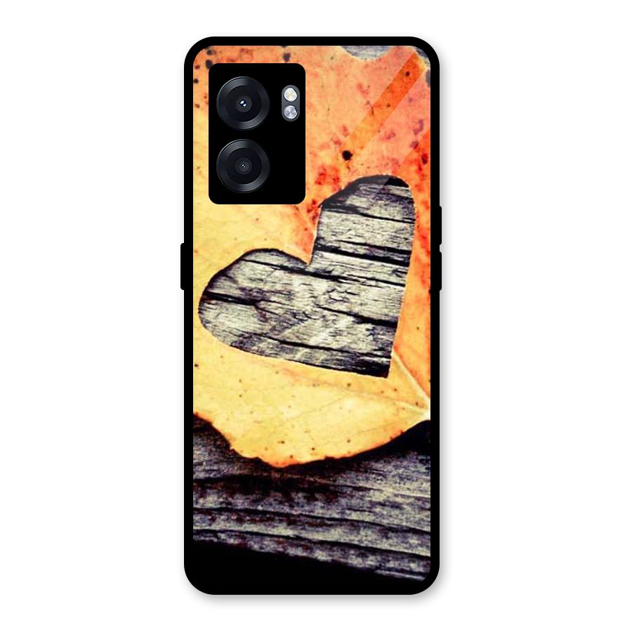 Wood Heart Leaf Glass Back Case for Realme Narzo 50 5G