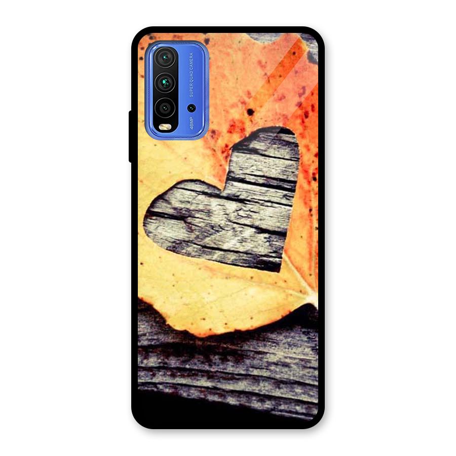 Wood Heart Leaf Glass Back Case for Redmi 9 Power
