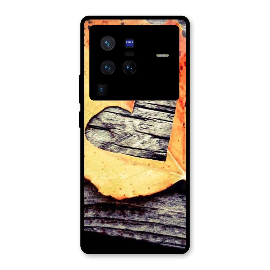 Wood Heart Leaf Glass Back Case for Vivo X80 Pro